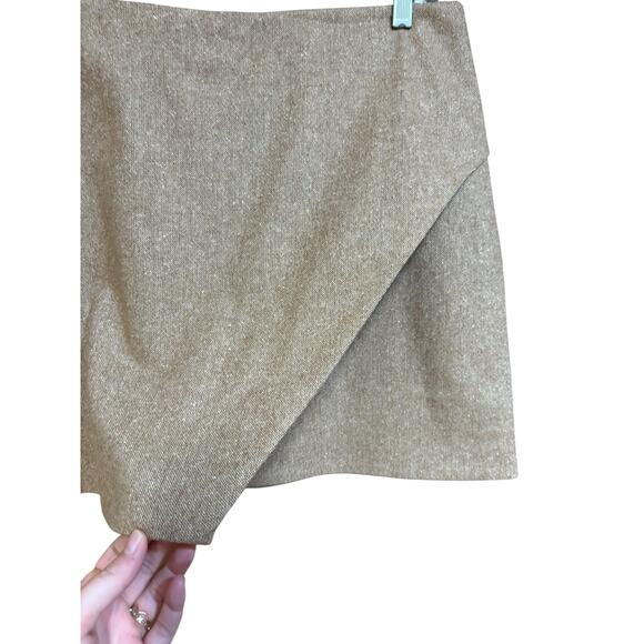 New NWT & Other Stories Tan Wool Silk Blend Tweed Asymmetric Mini Skirt - 10 - Picture 5 of 9